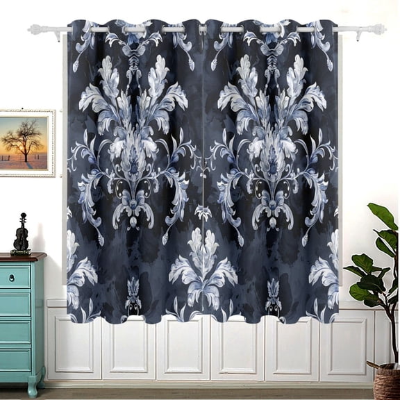 Watercolor Boho Vintage Trible Blackout Curtain Panels 63x55in Drapes Privacy Assured for Living room Bedroom Bathroom 2 panels set