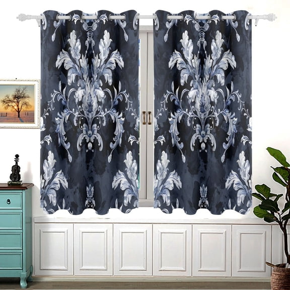 Watercolor Boho Vintage Trible Curtain Black Out Thermal Insulation Curtains Aesthetic 54 Inch Length for Bedroom Living Room 2 panels set