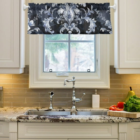 Watercolor Boho Vintage Trible Curtain Valances Farmhouse Design Window Treatment Decor Blackout Rod Pocket for Windows Living Room Kitchen 54" x 18"