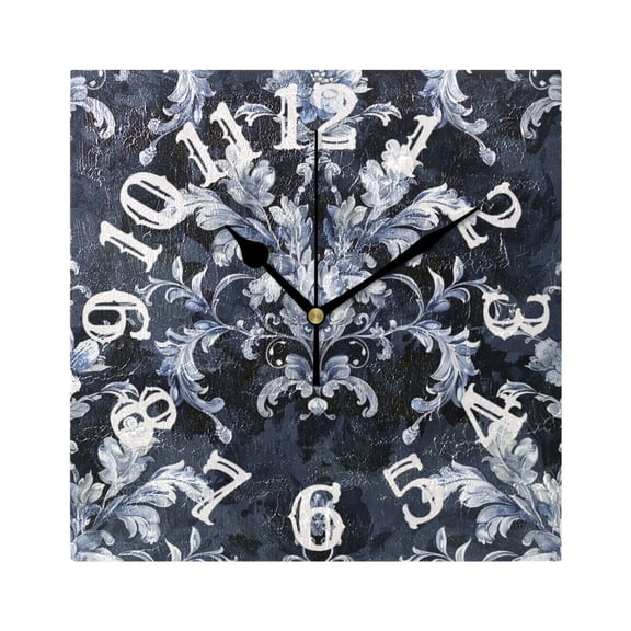 Watercolor Boho Vintage Trible Wall Clock Square Silent Non Ticking Battery Operated Clock for Home Bathroom Kitchen Bedroom Living Room