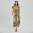 thumbnail image 1 of Watercolor Bookshelf Pattern Printed Short Sleeve Maxi Dress, Book Reading Lover Fashion Summer Maxi Dress For Women, 1 of 4