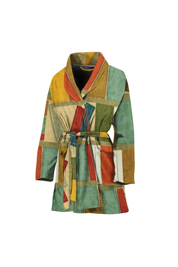 Watercolor Bookshelf Pattern Women Bathrobe One Size Univeral Fits, Book Reading Lover Fashion Lightweight Plush Fleece Long Robe For Women