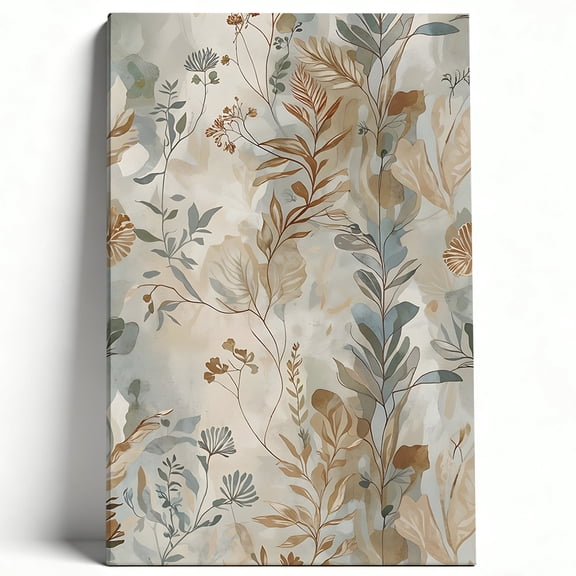 Watercolor Botanical Leaves Premium Framed Canvas Wall Art - Boho Neutral Floral Decor For Living Room Bedroom Bathroom, Easy To Hang, High Definition Print 8*12inch(20*30cm)