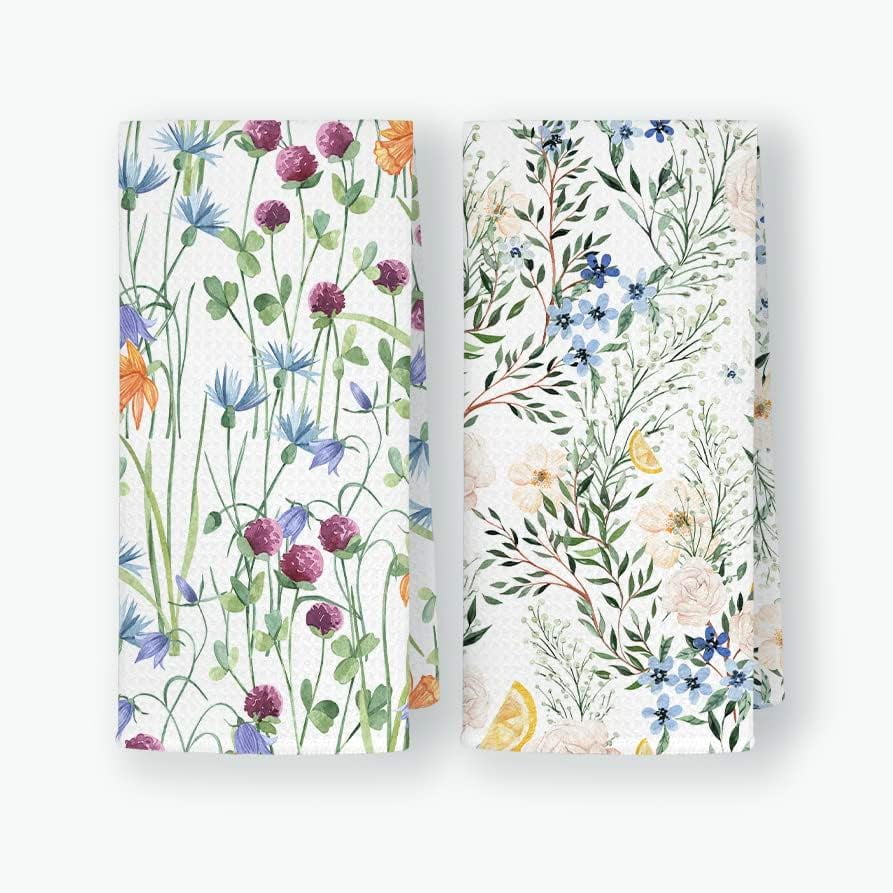 Watercolor Botanical Wildflowers Cottagecore Soft Kitchen Towels ...