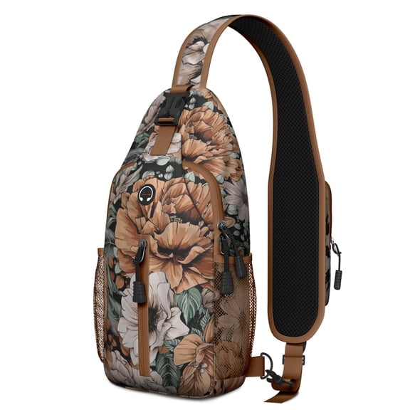 Watercolor Botanical and Tropical Flower Pattern Hiking Daypack – Durable, Adjustable Strap – Rustic Country Floral Print