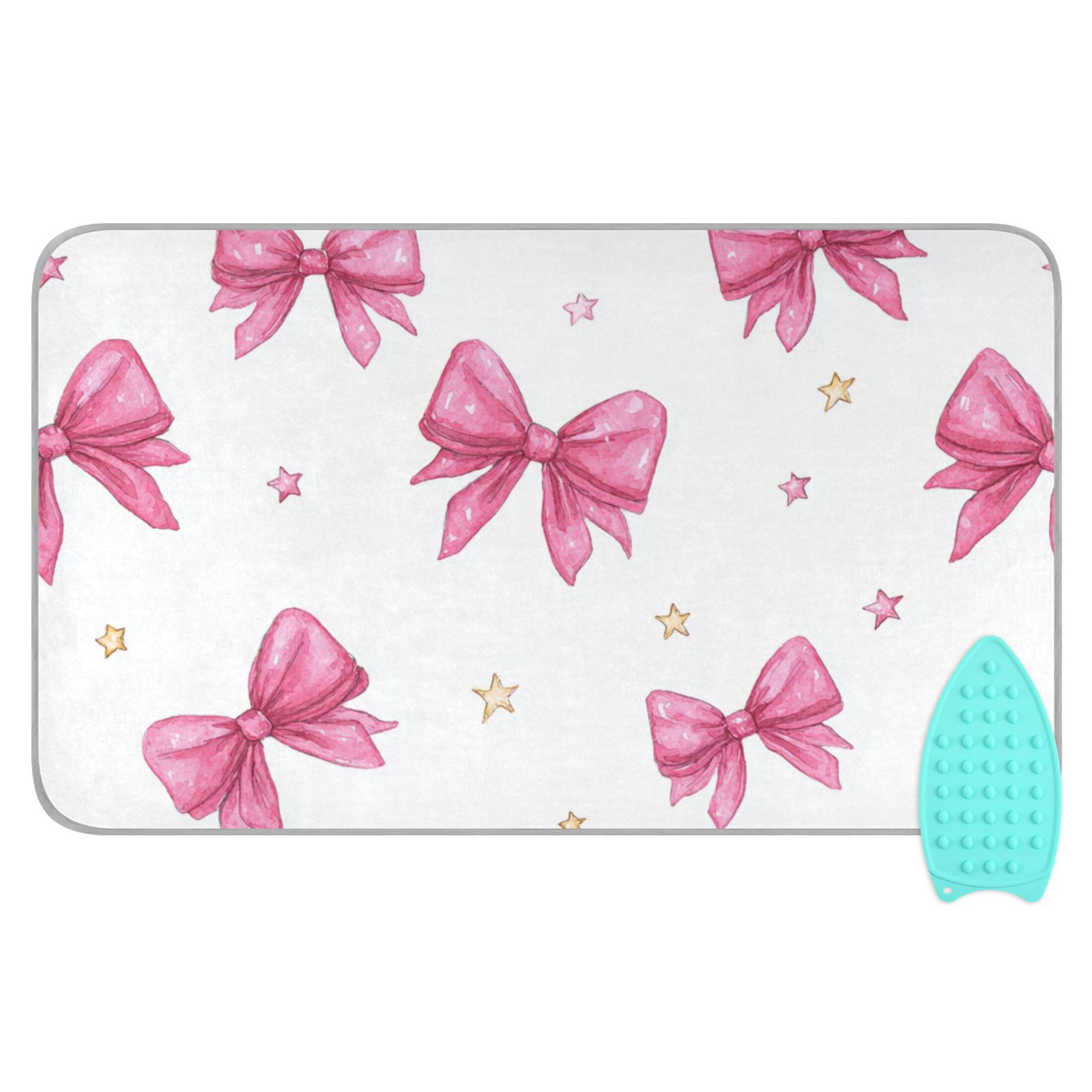 Watercolor Bows Stars Watercolor Ironing Mat Blanket Portable Travel Ironing Pad Heat Resistant Pad 47.2" x 27.6”