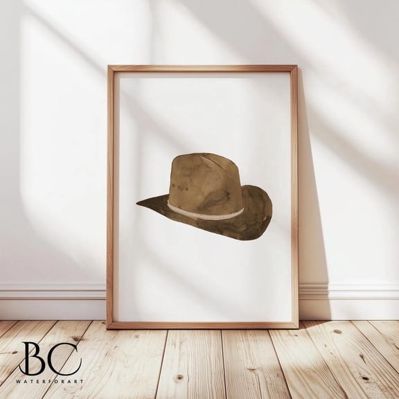 Watercolor Brown Hat Art Print Western Hat Wall Art Texas Art Western Print Farmhouse Decor Country Home Decor Wall Art Modern Wall Decor Wall Art
