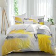 thumbnail image 1 of Watercolor Brush 4 Piece Duvet Cover Set California King Size Yellow Gray Abstract Soft Bedding Set Comforter Cover, 1 Duvet Cover 1 Flat Sheets and 2 Pillowcases, 1 of 9