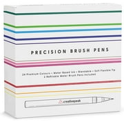 Watercolor Brush Pens, 24 Vibrant Soft Tip Coloring Markers W/ 2 Blending Brushes, Premium Art Supplies by Creativepeak