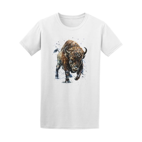 Watercolor Buffalo Bison T-Shirt Men -Image by Shutterstock, Male 4X-Large