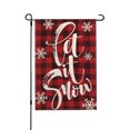 thumbnail image 1 of Watercolor Buffalo Plaid Let it Snow Garden Flag, Christmas Winter Holiday Farmhouse Yard Outdoor Decoration 12x18 In, 1 of 7