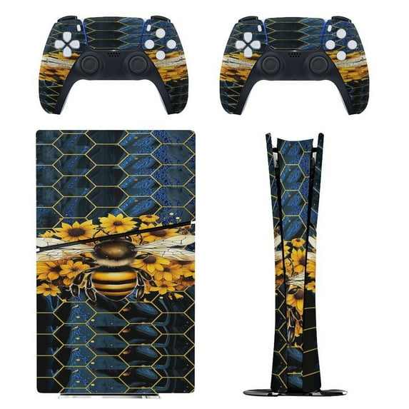 Watercolor Bumblebee With Yellow Sunflowers PS5/PS5 Pro/PS5 Slim Digital Disc Skin Sticker For Console And Controller Skins