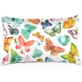 thumbnail image 1 of Watercolor Butterflies Velvet Oblong Lumbar Plush Throw Pillow Cover/Shams Cushion Case - 16x24in - Decorative Invisible Zipper Design for Couch Sofa Pillowcase Only, 1 of 7