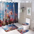 thumbnail image 1 of Watercolor Butterfly Bathroom Sets with Shower Curtain And Rugs, Incl with 12 Hooks，Toilet Lid Oval Rug, 1 of 8