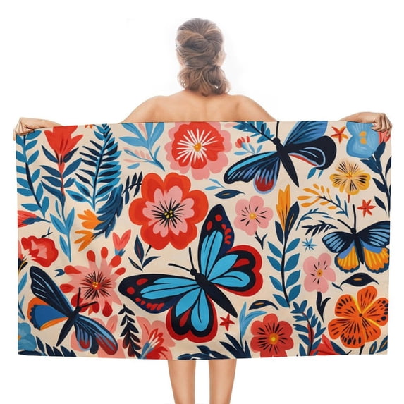 Watercolor Butterfly Beach Towel, Microfiber Beach TowelsAbsorbent, Compact, Beach Blanket, Lightweight Towel for The Swimming