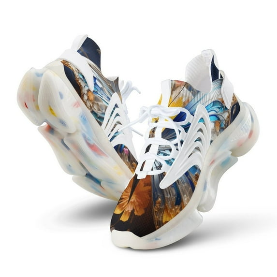 Watercolor Butterfly Breathable Sneakers Women Shoes Spring Light Flats Male Lace-up Walking Footwear