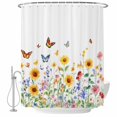 thumbnail image 1 of Watercolor Butterfly Fabric Shower Curtain Retro Flower Washable Shower Curtains for Bathroom, Waterproof Bath Curtain with Hooks Home Decor 72x84in, 1 of 8