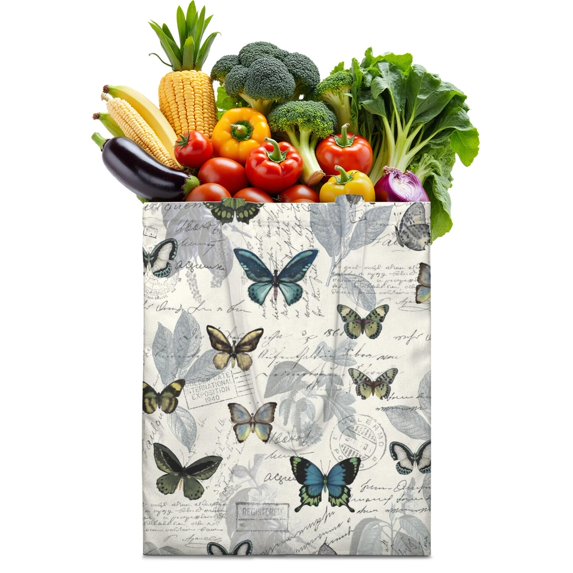 Watercolor Butterfly Floral Canvas Tote Bag – Romantic Nature-Inspired Reusable Cotton Shopping Bag with Artistic Fantasy Garden & Starry Sky Design for Women, Teens, Aesthetic Gift Lovers