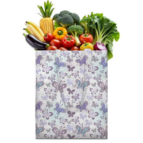 Watercolor Butterfly Floral Canvas Tote Bag – Romantic Nature-Inspired Reusable Cotton Shopping Bag with Artistic Fantasy Garden & Starry Sky Design for Women, Teens, Aesthetic Gift Lovers