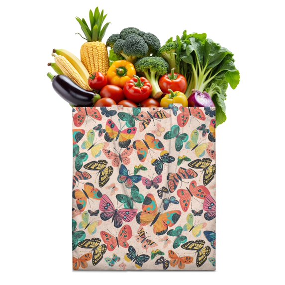 Watercolor Butterfly Floral Canvas Tote Bag – Romantic Nature-Inspired Reusable Cotton Shopping Bag with Artistic Fantasy Garden & Starry Sky Design for Women, Teens, Aesthetic Gift Lovers