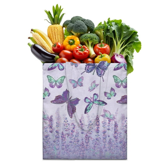 Watercolor Butterfly Floral Canvas Tote Bag – Romantic Nature-Inspired Reusable Cotton Shopping Bag with Artistic Fantasy Garden & Starry Sky Design for Women, Teens, Aesthetic Gift Lovers