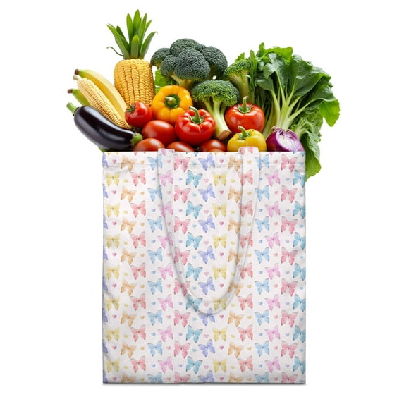 Watercolor Butterfly Floral Canvas Tote Bag – Romantic Nature-Inspired Reusable Cotton Shopping Bag with Artistic Fantasy Garden & Starry Sky Design for Women, Teens, Aesthetic Gift Lovers