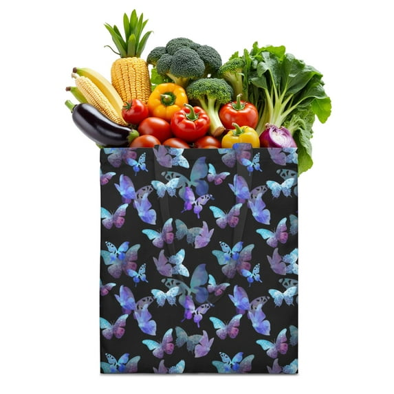 Watercolor Butterfly Floral Canvas Tote Bag – Romantic Nature-Inspired Reusable Cotton Shopping Bag with Artistic Fantasy Garden & Starry Sky Design for Women, Teens, Aesthetic Gift Lovers