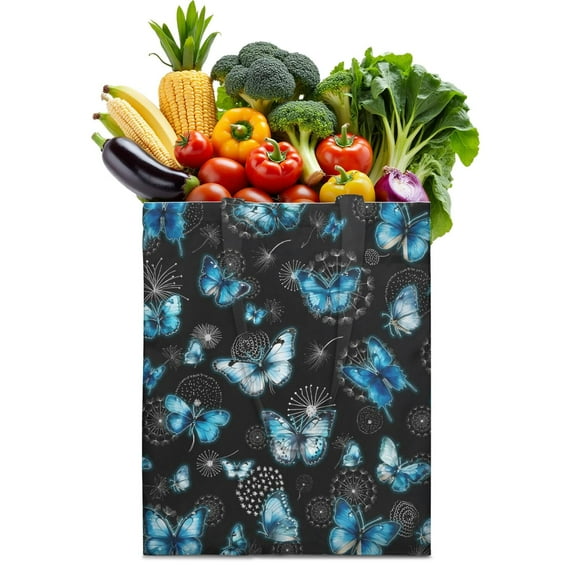 Watercolor Butterfly Floral Canvas Tote Bag – Romantic Nature-Inspired Reusable Cotton Shopping Bag with Artistic Fantasy Garden & Starry Sky Design for Women, Teens, Aesthetic Gift Lovers