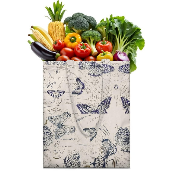 Watercolor Butterfly Floral Canvas Tote Bag – Romantic Nature-Inspired Reusable Cotton Shopping Bag with Artistic Fantasy Garden & Starry Sky Design for Women, Teens, Aesthetic Gift Lovers
