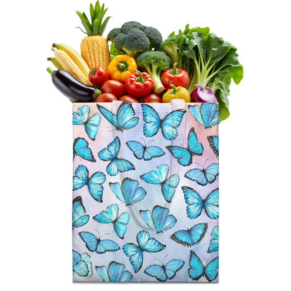 Watercolor Butterfly Floral Canvas Tote Bag – Romantic Nature-Inspired Reusable Cotton Shopping Bag with Artistic Fantasy Garden & Starry Sky Design for Women, Teens, Aesthetic Gift Lovers