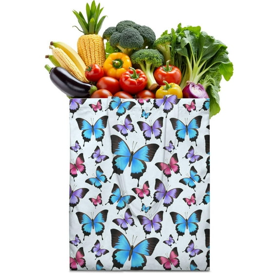 Watercolor Butterfly Floral Canvas Tote Bag – Romantic Nature-Inspired Reusable Cotton Shopping Bag with Artistic Fantasy Garden & Starry Sky Design for Women, Teens, Aesthetic Gift Lovers