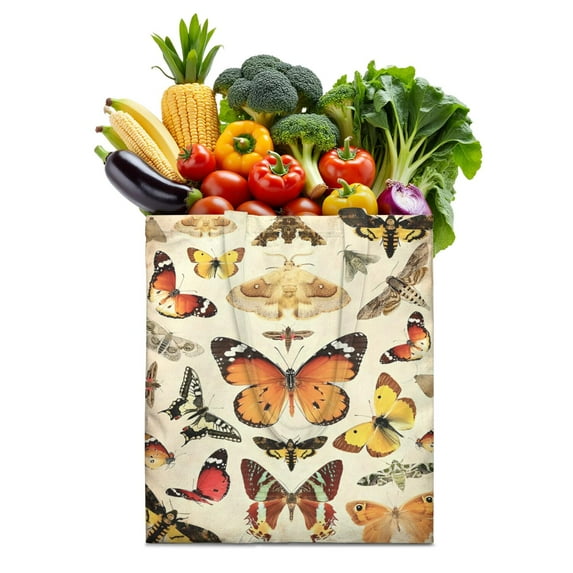 Watercolor Butterfly Floral Canvas Tote Bag – Romantic Nature-Inspired Reusable Cotton Shopping Bag with Artistic Fantasy Garden & Starry Sky Design for Women, Teens, Aesthetic Gift Lovers