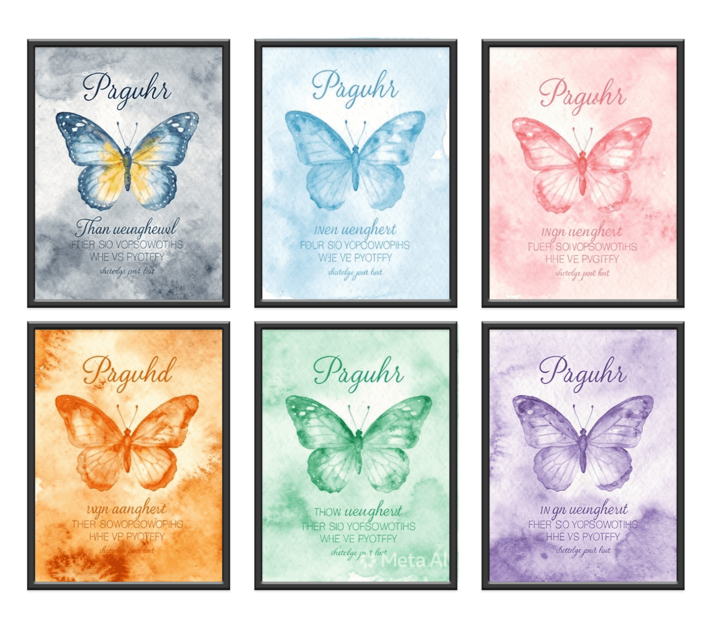 Watercolor Butterfly Inspirational Quote Art Print Modern Garden Butterflies with Typography Saying Canvas Wall Art 8x10x6 pcs Unframed Perfect for Girls Bedroom Office Decoration