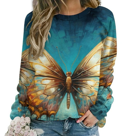 Watercolor Butterfly Mom Sweatshirt For Women Long Sleeve Pullover