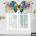 thumbnail image 1 of Watercolor Butterfly Rod Pocket Thermal Insulated Curtain Valance Dreamy Colorful Ink Painting Butterfly Thermal Insulated Room Darkening Curtain for Dinning Room 54 by 18 in, 1 Panel, 1 of 6