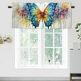 thumbnail image 1 of Watercolor Butterfly Rod Pocket Thermal Insulated Curtain Valance Dreamy Colorful Ink Painting Butterfly Thermal Insulated Room Darkening Curtain for Dinning Room 54 by 18 in, 1 Panel, 1 of 6