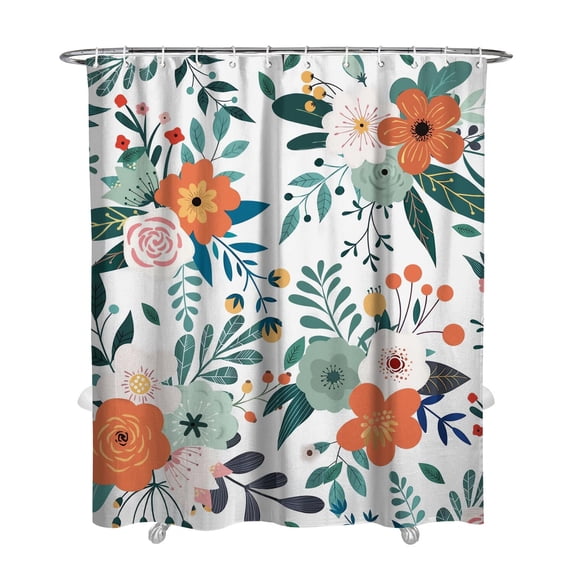 Watercolor Butterfly Shower Curtain – Artistic Floral Print, Romantic Botanical Style, 72x84 Inches with Hooks