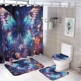 thumbnail image 1 of Watercolor Butterfly Shower Curtain Sets with Rugs 4 Piece Rustic, 1 of 8