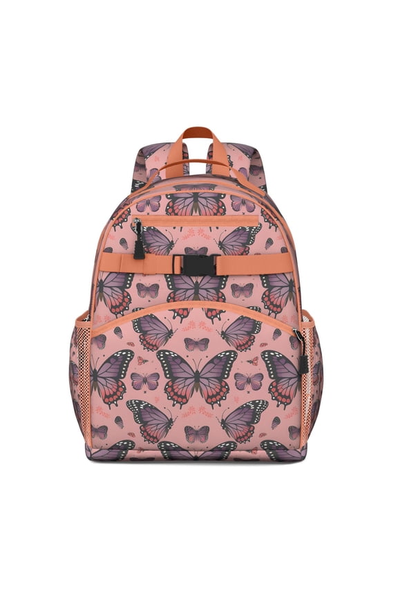 Watercolor Butterfly Students Backpack Elegant Abstract Pattern with Colorful Butterflies and Garden Flowers