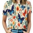 thumbnail image 1 of Watercolor Butterfly T Shirts Basic T-Shirt Short Sleeve Ladies Tee Shirt Summer Graphic Clothing, 1 of 6