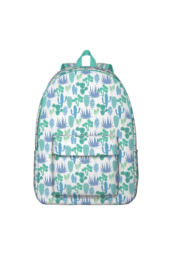 Watercolor Cactus Backpack, Boho Succulents School Bag with Southwestern Retro Desert Style Design, Minimalist Botanical Cute Kawaii Pattern