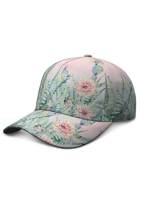 Watercolor Cactus Baseball Cap, Classic Adjustable Dad Hat with Quick-Drying and Sweat Absorption, Retro Desert Succulent Pattern Performance Hat for Casual Use