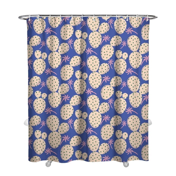 Watercolor Cactus Bathroom Shower Curtain, Minimalist Botanical Succulent and Desert Style Art, Boho Waterproof Fabric with Hooks, Ideal for Home or Rental Unit Decor