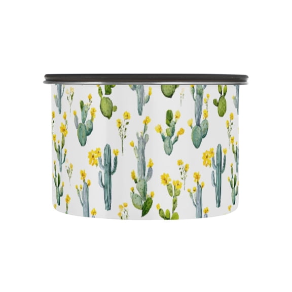 Watercolor Cactus Cacti Airtight Coffee Bean Canister 17oz Food Storage Containers with Lids For Gournd, Tea, Sugar, Flour, Rice, Cereal, Candy Cookie Jar
