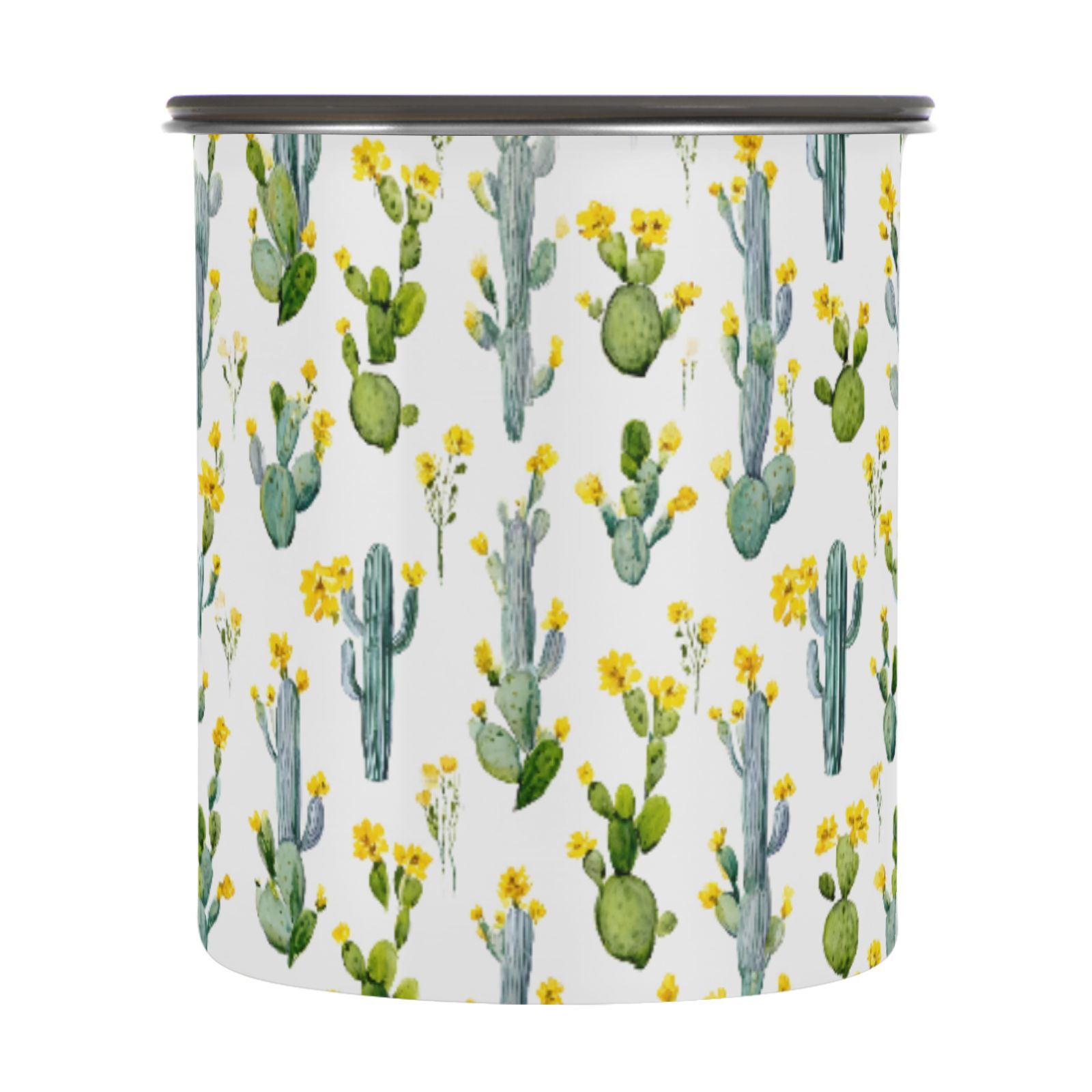 Watercolor Cactus Cacti Airtight Coffee Bean Canister 30oz Food Storage Containers with Lids For Gournd, Tea, Sugar, Flour, Rice, Cereal, Candy Cookie Jar