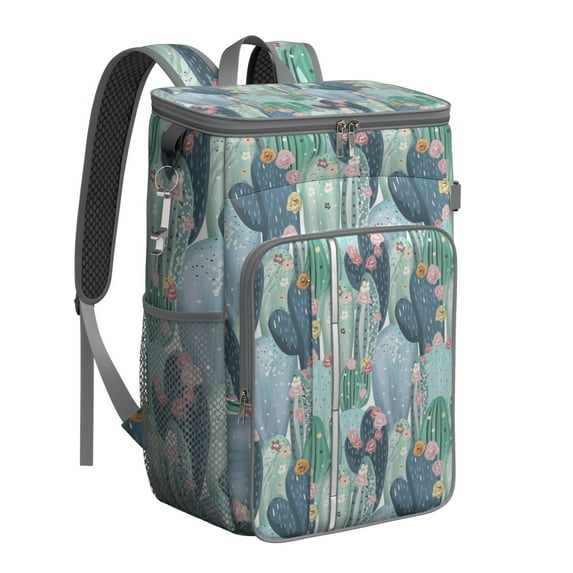 Watercolor Cactus Cooler Backpack - 20L Insulated Beach Backpack, Southwestern Style, Keeps Food & Drinks Cold/Hot for 20 Hours, Perfect for Camping & Travel