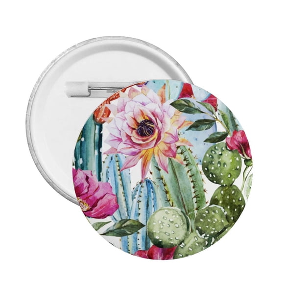 Watercolor Cactus Flower Floral Round Button Pin Badge 5PCS Pinback Buttons Lapel Pin for Jacket, Backpack, Hat, Party Favor, Gift