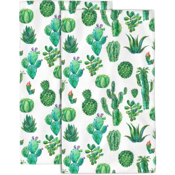 Watercolor Cactus Hand Towel for Bathroom Set of 2 Hand Bath Towels Soft Absorbent Decorative Towels for Bathroom Kitchen Yoga Home Decor 14 x 28 in