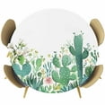 thumbnail image 1 of Watercolor Cactus Round Fitted Table Cover Hand Painted Flowers Retro Waterproof Table Cloth with Elastic Edge Wipeable Tablecloth for Picnic Camping Party Fits 45"-54" Diameter, 1 of 8