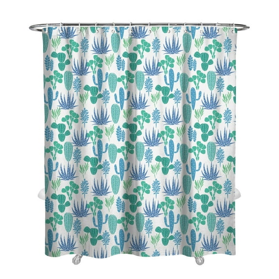 Watercolor Cactus Shower Curtain - Premium Polyester Bathroom Drapes, Fade-Resistant & Bleach-Safe, Elegant Boho Cactus Design, Metal Grommets for Easy Hanging, 72x84 Inches